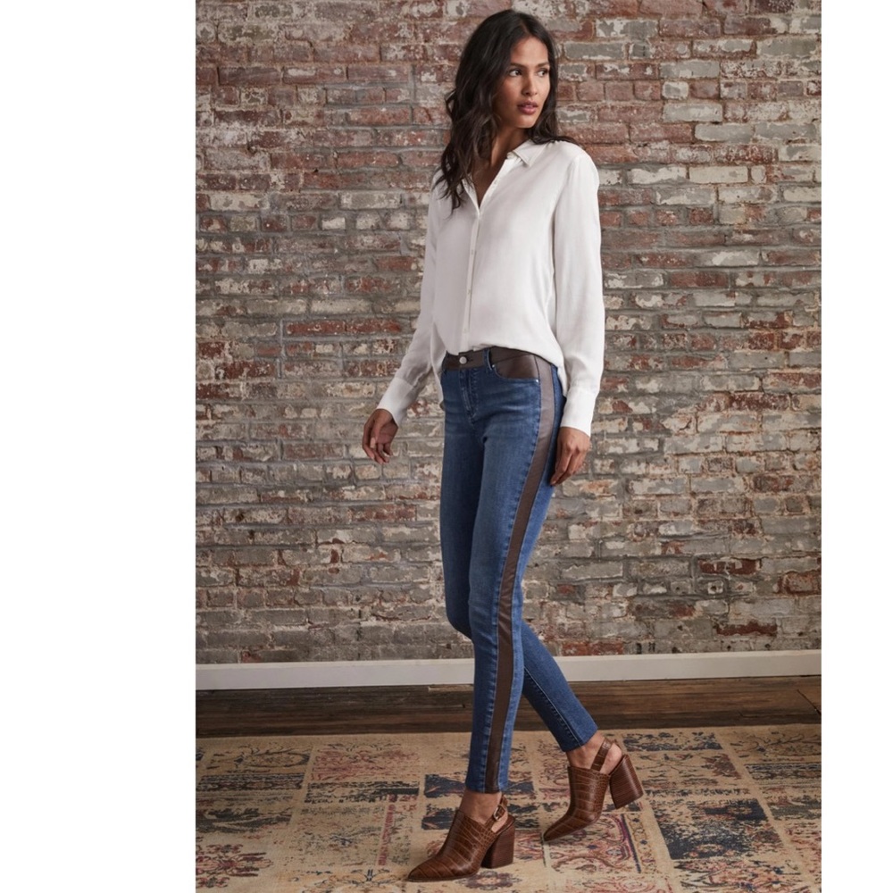 NWT ECRU Los Feliz pocket/ Leather Striped jeans